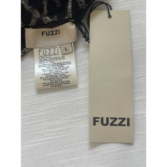 FUZZI Cammello Leopard Print Strapless Mesh Jumpsuit Sz L New - Picture 7 of 8